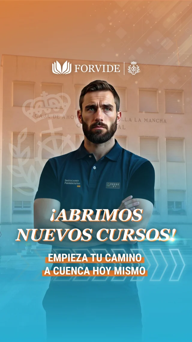 💥 ¡𝐀𝐁𝐑𝐈𝐌𝐎𝐒 𝐍𝐔𝐄𝐕𝐎𝐒 𝐂𝐔𝐑𝐒𝐎𝐒! 💥

👥 ¿Quieres prepararte las oposiciones a Instituciones Penitenciarias pero no sabes cómo empezar? ¿Llevas tiempo opositando y tu plaza aún se resiste?

🔝 ¡En Forvide tenemos justo lo que necesitas! Lanzamos dos nuevos cursos para 𝐀𝐲𝐮𝐝𝐚𝐧𝐭𝐞𝐬 𝐈𝐈𝐏𝐏 diseñados para que cumplas tu sueño:

▪️ 𝐂𝐮𝐫𝐬𝐨 𝐈𝐧𝐢𝐜𝐢𝐚𝐝𝐨: ideal para quienes empiezan desde cero.
▪️ 𝐂𝐮𝐫𝐬𝐨 𝐈𝐧𝐭𝐞𝐫𝐦𝐞𝐝𝐢𝐨-𝐄𝐱𝐩𝐞𝐫𝐭𝐨: pensado en opositores que ya dominan el temario y quieren dar el salto definitivo.

¿Por qué elegir Forvide? 👇

⏩ Nuestra Plataforma 2.0: la más intuitiva y avanzada.
⏩ Temario didáctico y actualizado: se complementa con la Plataforma para que entiendas todo de forma clara.
⏩ Clases en directo y resolución de supuestos: corregimos errores y resolvemos todas tus dudas. 
⏩ Acompañamiento real de lunes a domingo: en ningún momento estarás solo.

🤩 ¡Y eso no es todo! A partir del 7 de mayo, prueba nuestra plataforma totalmente 𝐆𝐑𝐀𝐓𝐈𝐒 durante 7 días.

No lo pienses más, elige a Forvide y prepárate para conseguir tu plaza en las Instituciones Penitenciarias. ¡Luchamos juntos por un sueño! 💪🧡